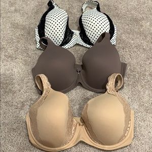 3 Soma 38DDD Embraceable Full Coverage Bras